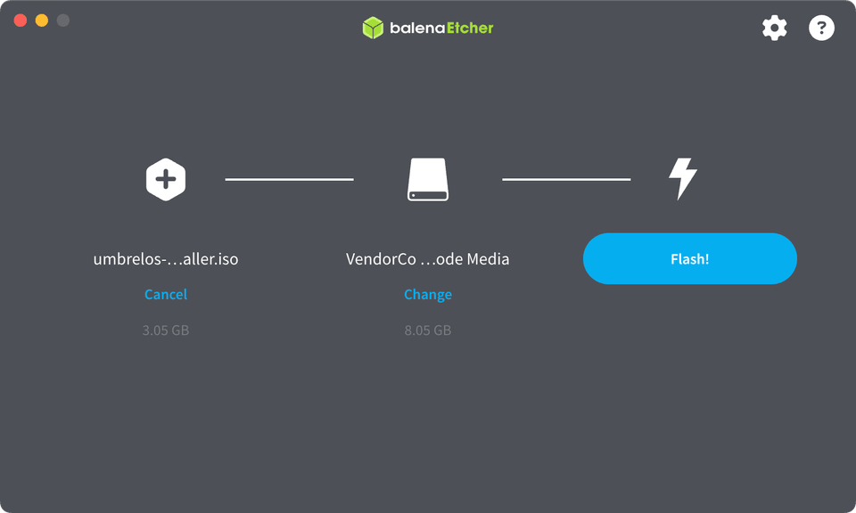 Balena Etcher interface